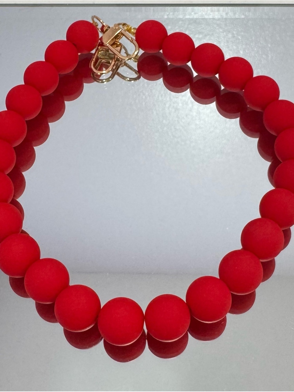 New Red Beaded Bag Chain 18 inches with Gold-Tone Hardware